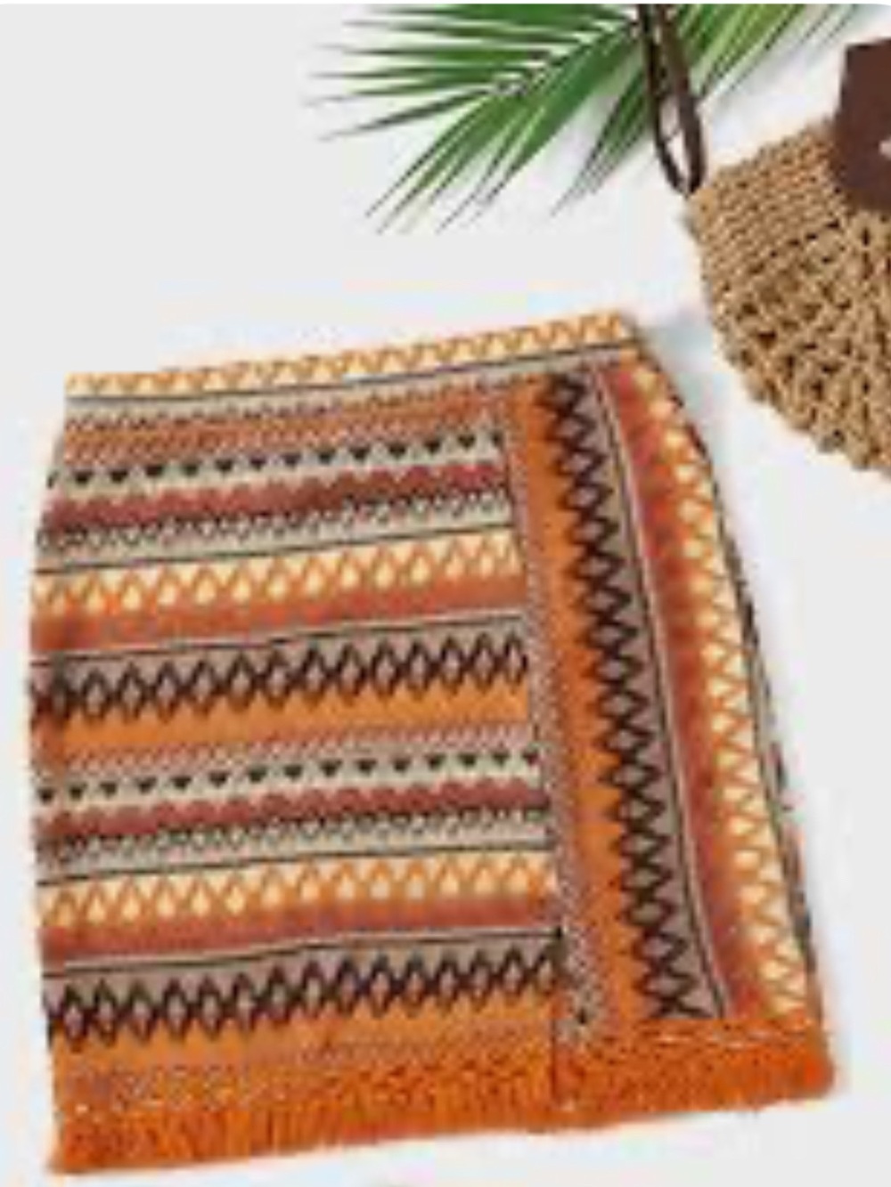 Multicolor Aztec Knit Skirt w/small spilt